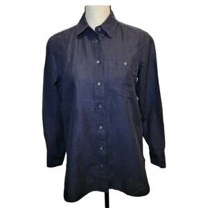 J.Crew Womens Linen Blue Button Down Shirt Casual Workwear Petite 2P